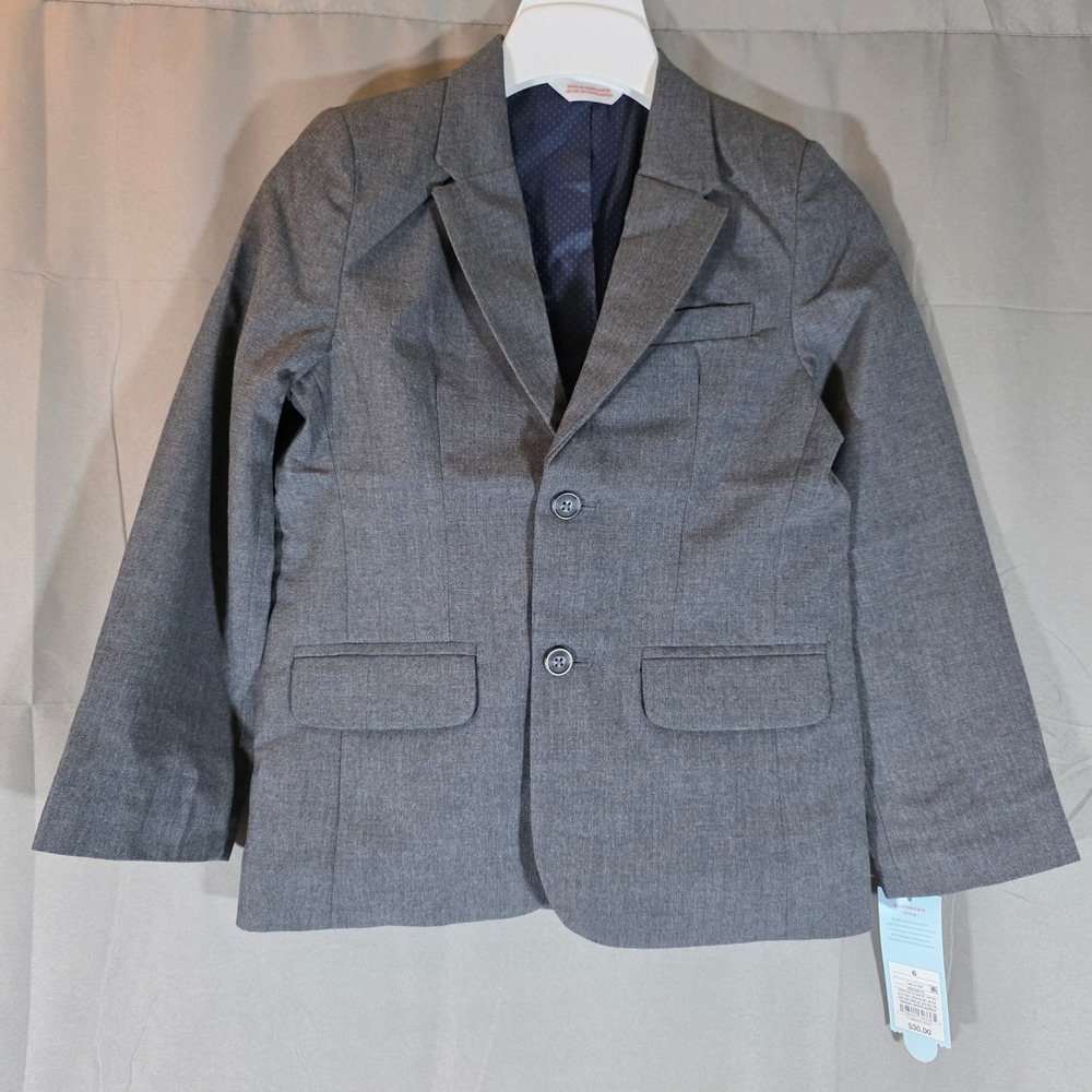 Cat & Jack Kids Gray Heathered Two-Button Blazer Jacket Size 6 NWT 046 10 1887